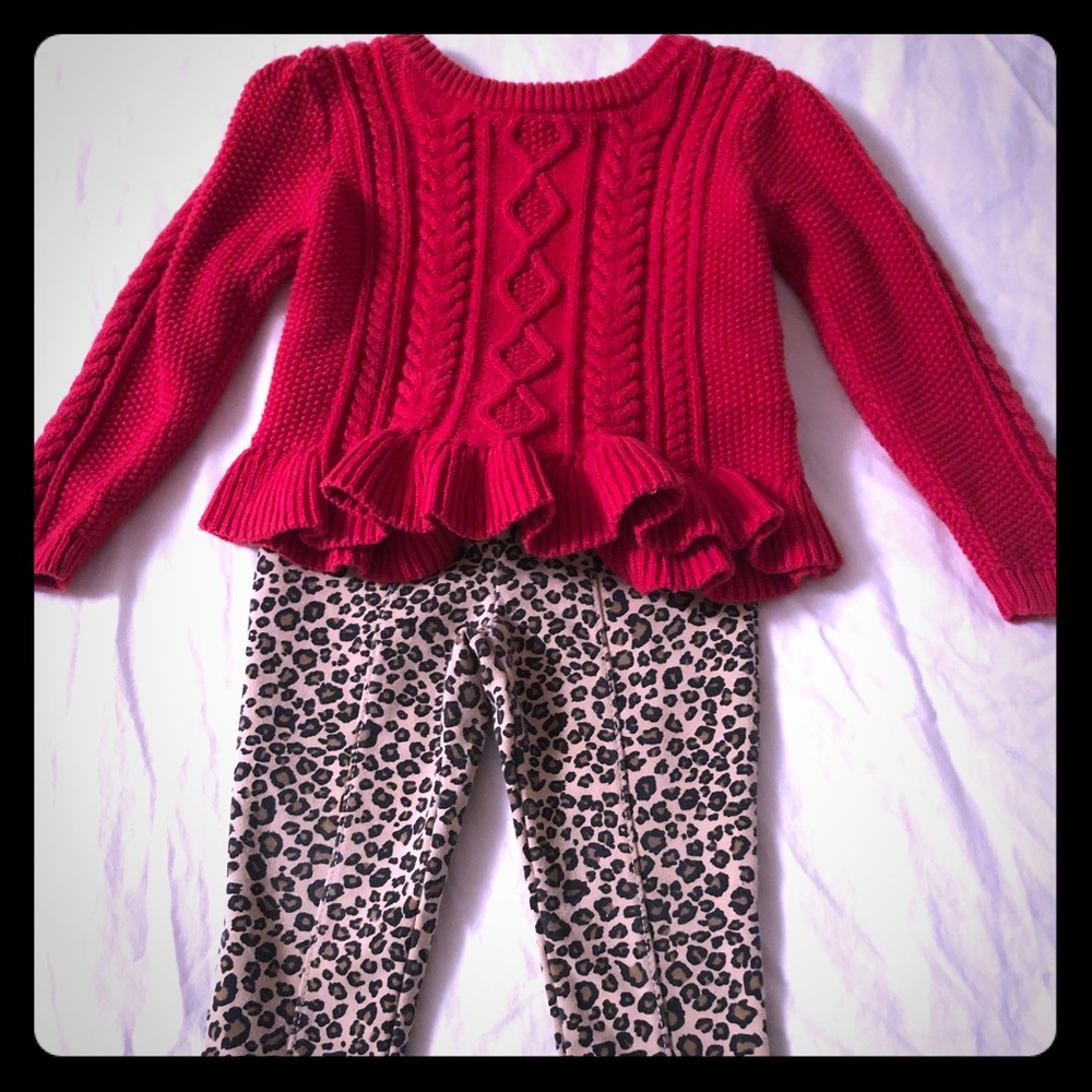 Leggings and Gap peplum sweater